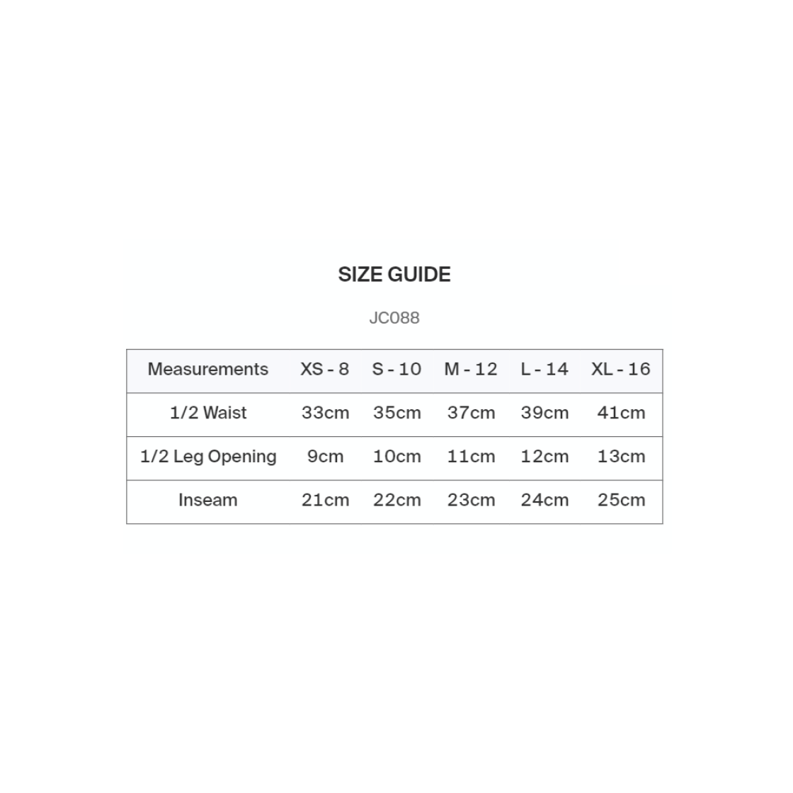 WOMEN'S COOL TRAINING SHORT - Size Guide
