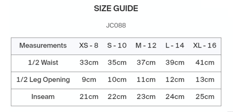 WOMEN'S COOL TRAINING SHORT - Size Guide
